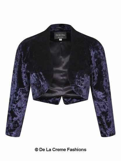 De La Creme - Womens Open Front Velvet Bolero Jackets & Coats LoveAdora