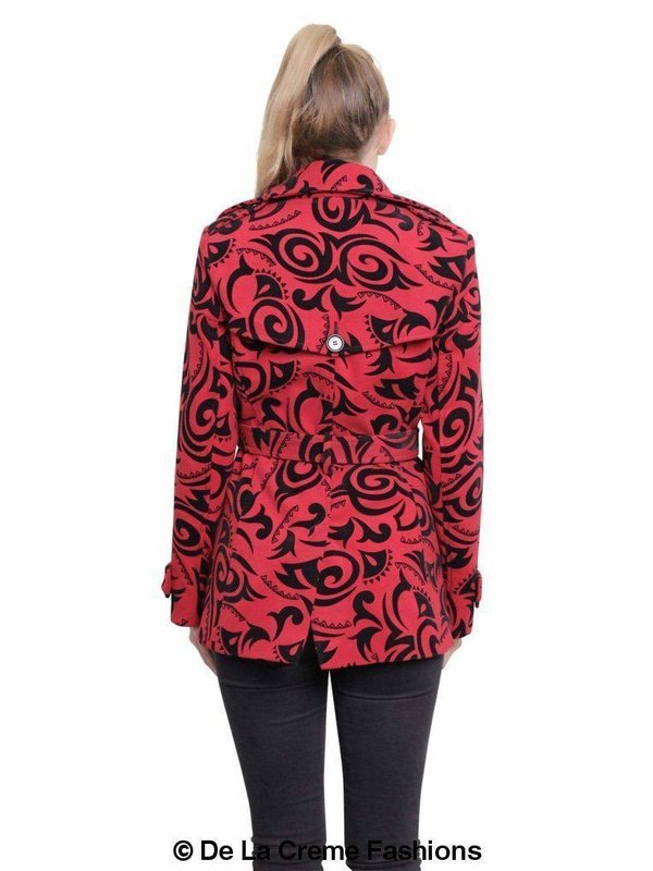 De La Creme - Womens Tribal Print Double Breasted Short Coat Jackets & Coats LoveAdora