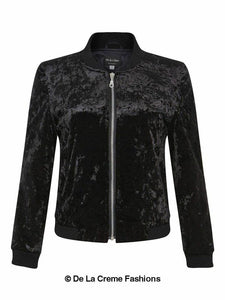 De La Creme - Womens Velvet Zip-Thru Varsity Bomber Jacket Jackets & Coats LoveAdora