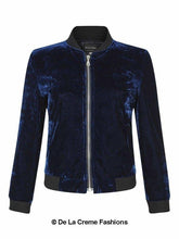 Load image into Gallery viewer, De La Creme - Womens Velvet Zip-Thru Varsity Bomber Jacket Jackets &amp; Coats LoveAdora