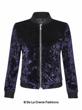 Load image into Gallery viewer, De La Creme - Womens Velvet Zip-Thru Varsity Bomber Jacket Jackets &amp; Coats LoveAdora