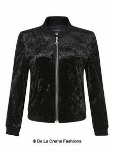 De La Creme - Womens Velvet Zip-Thru Varsity Bomber Jacket Jackets & Coats LoveAdora