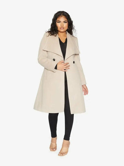 De La Creme Womens Waterfall Lapel Double Breasted Duster Coat Jackets & Coats LoveAdora