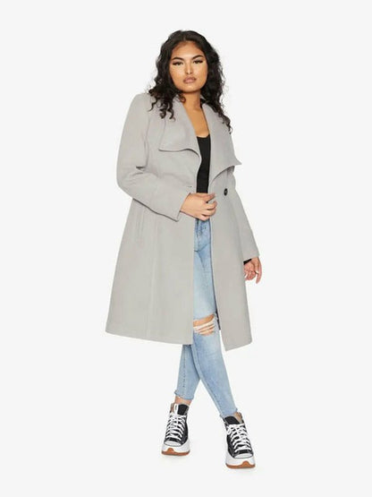 De La Creme Womens Waterfall Lapel Double Breasted Duster Coat Jackets & Coats LoveAdora