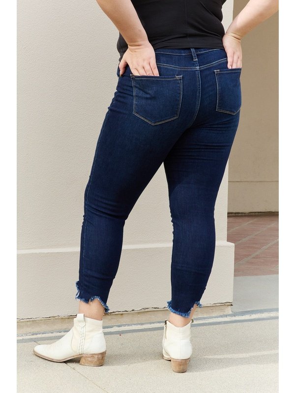 Kancan Full Size Frayed Hem Cropped Mid Rise Jeans Denim Jeans LoveAdora
