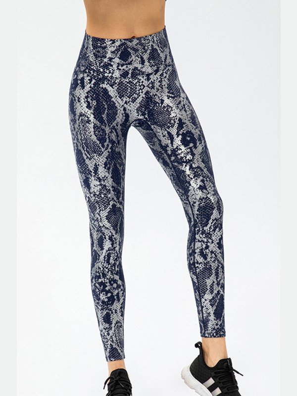 Snakeskin Elastic Waistband Yoga Leggings Activewear LoveAdora