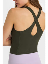 Load image into Gallery viewer, Crisscross Back Round Neck Yoga Tank Activewear LoveAdora