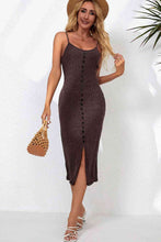Load image into Gallery viewer, Decorative Button Slit Midi Dress