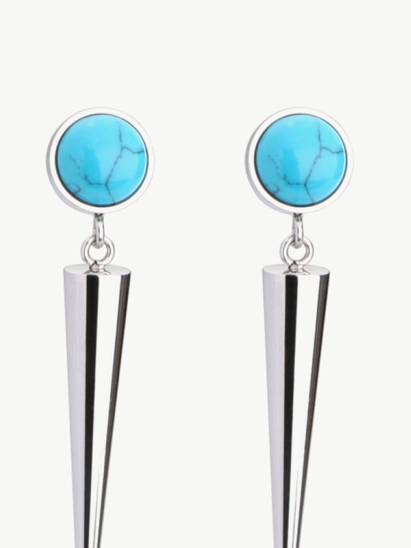 18K Stainless Steel Turquoise Drop Earrings Earrings LoveAdora