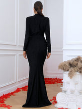 Load image into Gallery viewer, Glitter Mock Neck Fishtail Dress Evening Gown LoveAdora