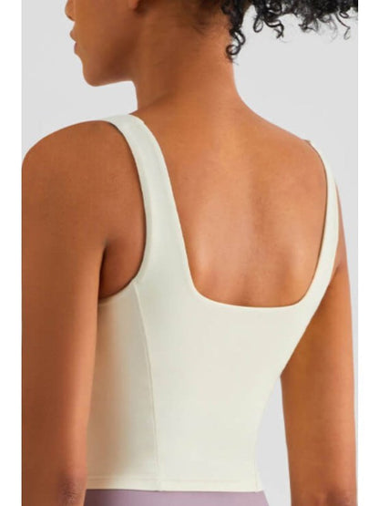 Square Neck Cropped Sports Tank Activewear LoveAdora