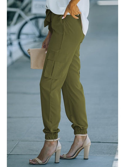 Tied High Waist Cargo Joggers Pants LoveAdora