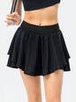 Layered Athletic Skort with Pockets Activewear LoveAdora