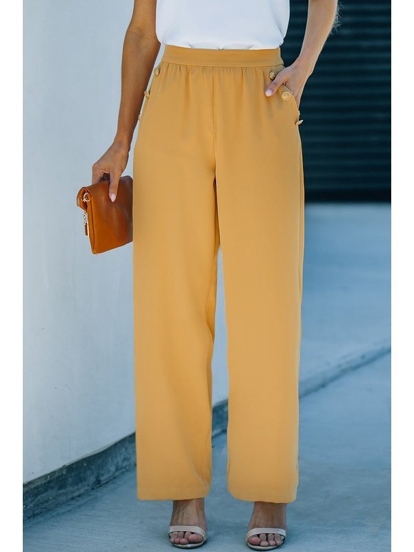 High Waist Wide Leg Pants with Pockets Pants LoveAdora