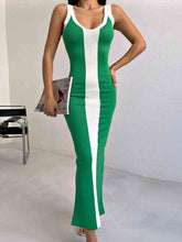 Load image into Gallery viewer, Contrast Wide Strap Slit Midi Dress