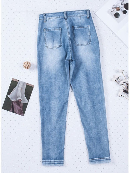 Button Fly Center Seam High Rise Jeans Denim Jeans LoveAdora