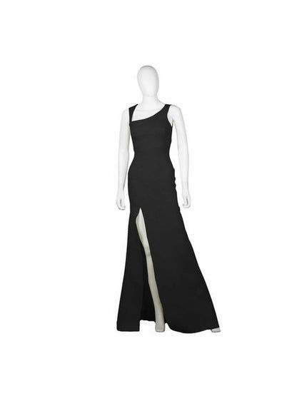 Asymmetric Neckline Evening Dress Accessories LoveAdora