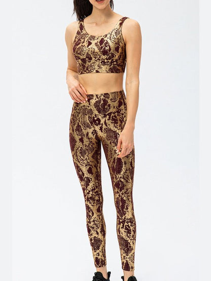 Snakeskin Elastic Waistband Yoga Leggings Activewear LoveAdora