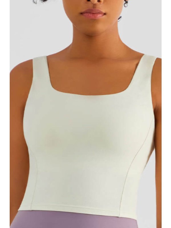 Square Neck Cropped Sports Tank Activewear LoveAdora