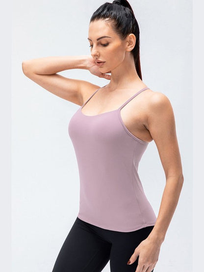 Crisscross Back Spaghetti Strap Yoga Cami Activewear LoveAdora