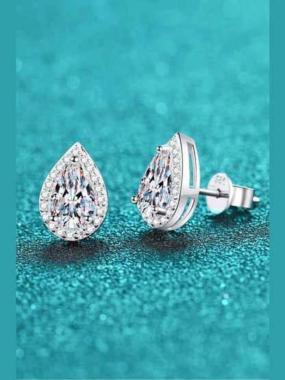 Moissanite Teardrop Stud Earrings Earrings LoveAdora