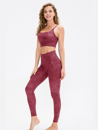 Printed High Waist Yoga Leggings Activewear LoveAdora