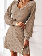 Load image into Gallery viewer, V-Neck Long Sleeve Mini Dress