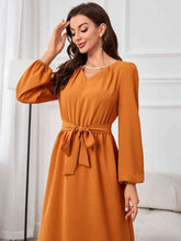 Load image into Gallery viewer, Tie Waist Puff Sleeve Maxi Dress