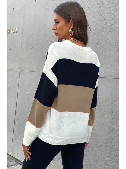 Longing For Fall Color Block Sweater Sweaters, Pullovers, Jumpers, Turtlenecks, Boleros, Shrugs LoveAdora