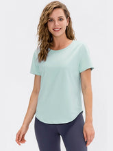 Load image into Gallery viewer, Curved Hem Athletic T-Shirt Activewear LoveAdora