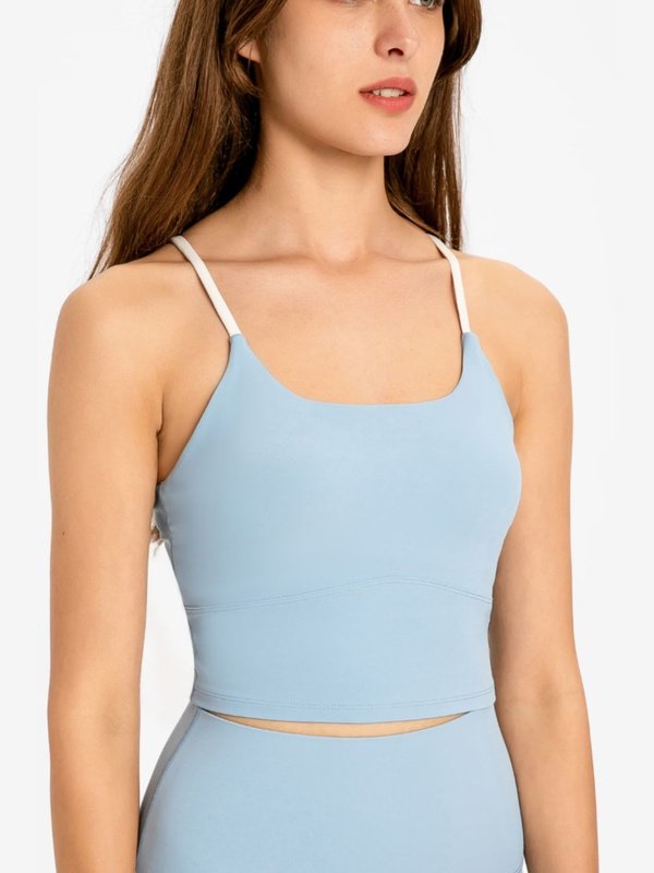 Crisscross Back Scoop Neck Sports Cami Activewear LoveAdora