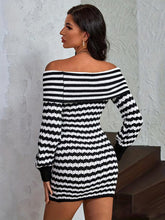 Load image into Gallery viewer, Striped Off-Shoulder Sweater Dress