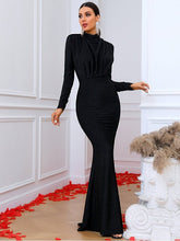 Load image into Gallery viewer, Glitter Mock Neck Fishtail Dress Evening Gown LoveAdora