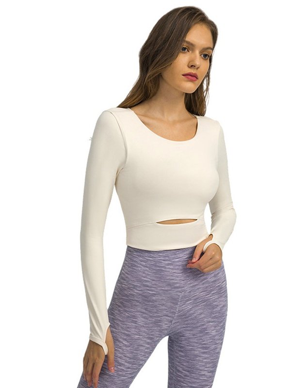Cut Out Front Crop Yoga Tee Activewear LoveAdora
