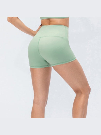 Exposed Seam High Waist Yoga Shorts Activewear LoveAdora