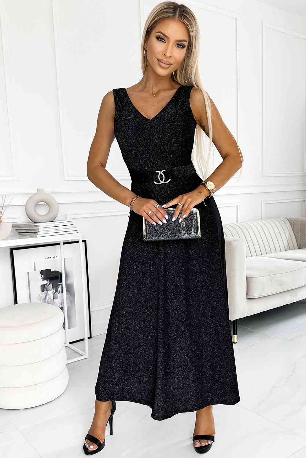 V-Neck Sleeveless Maxi Dress