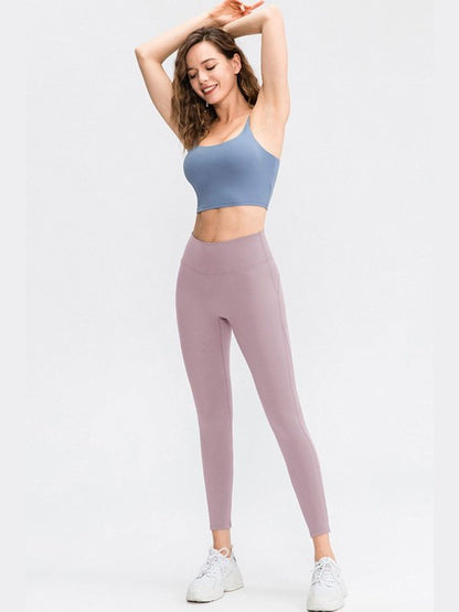 Elastic Waistband Spliced Mesh Yoga Leggings Activewear LoveAdora