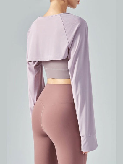 Tie Front Long Sleeve Sports Bolero Activewear LoveAdora