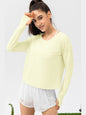 Breathable Round Neck Dropped Shoulder Top Activewear LoveAdora