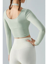 Load image into Gallery viewer, Halter Neck Long Sleeve Cropped Sports Top Activewear LoveAdora