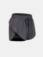 Two-Tone Drawstring Waist Faux Layered Athletic Shorts Activewear LoveAdora