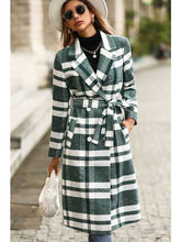 Load image into Gallery viewer, Plaid Double-Breasted Lapel Collar Belted Coat Jackets &amp; Coats LoveAdora