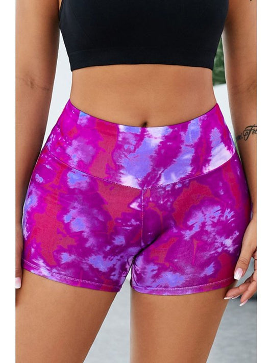 Tie-Dye Wide Waistband Yoga Shorts Activewear LoveAdora