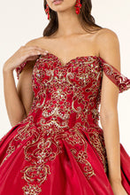 Load image into Gallery viewer, Embroidered Mesh Strap Satin Quinceanera Dress Mesh Tail - Mask Not Included GLGL1930-7