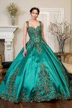 Load image into Gallery viewer, Embroidered Mesh Strap Satin Quinceanera Dress Mesh Tail - Mask Not Included GLGL1930-0