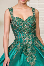 Load image into Gallery viewer, Embroidered Mesh Strap Satin Quinceanera Dress Mesh Tail - Mask Not Included GLGL1930-3