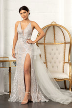 Load image into Gallery viewer, Jewel Embellished Mesh Mermaid Dress Side Slit and Detached Mesh Layer GLGL3003-0