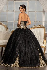 Glitter Embellished Mesh Quinceanera Ball Gown Sweetheart Neckline (Petticoat Included) GLGL3022-2