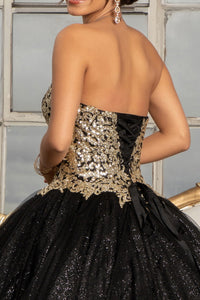 Glitter Embellished Mesh Quinceanera Ball Gown Sweetheart Neckline (Petticoat Included) GLGL3022-4
