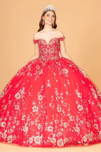 Load image into Gallery viewer, Embroidered Off Shoulder Mesh Quinceanera Dress Separate Long Sleeves GLGL3074-5